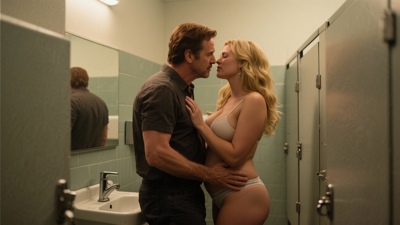 Under the Neon Glow of the Restroom Sign