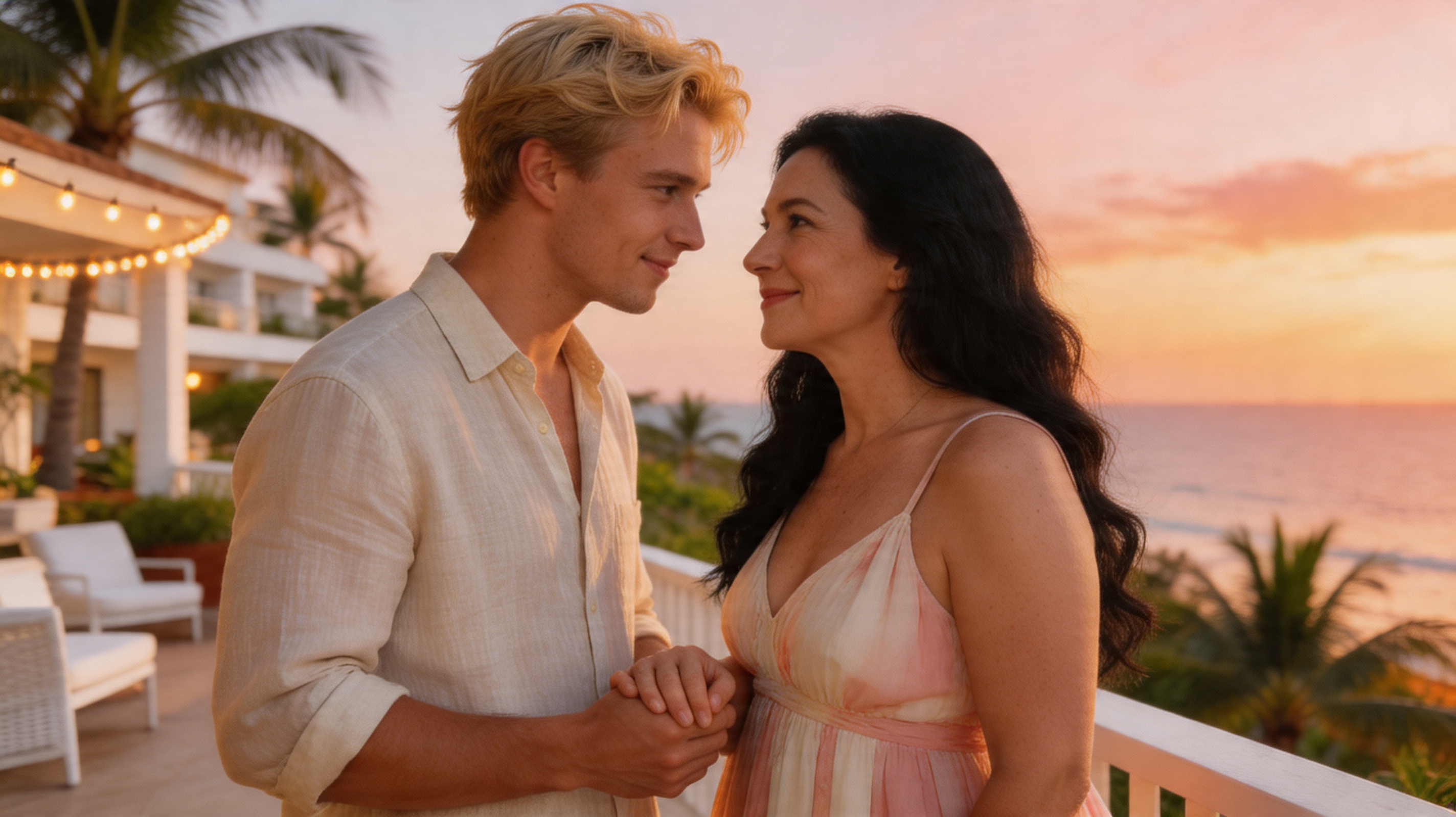 Sunlit Reunion in the Shadowed Palms