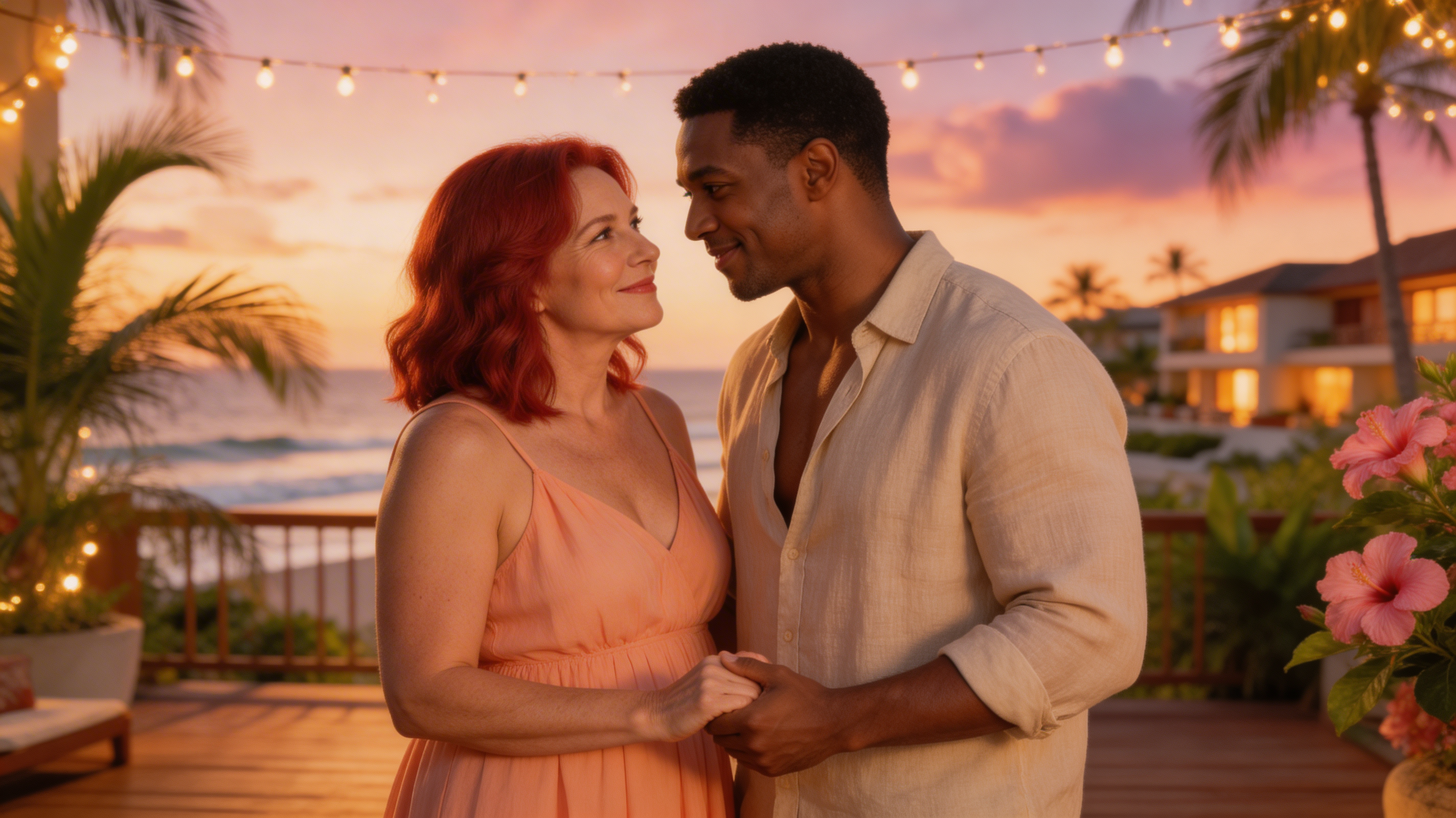 Crimson Cascade in the Lagoon's Velvet Embrace