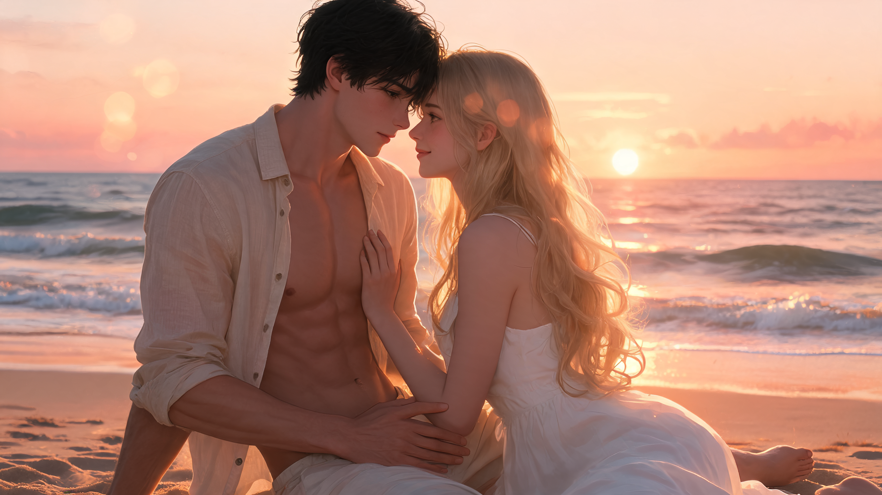 The Forbidden Embrace on the Sandy Shore