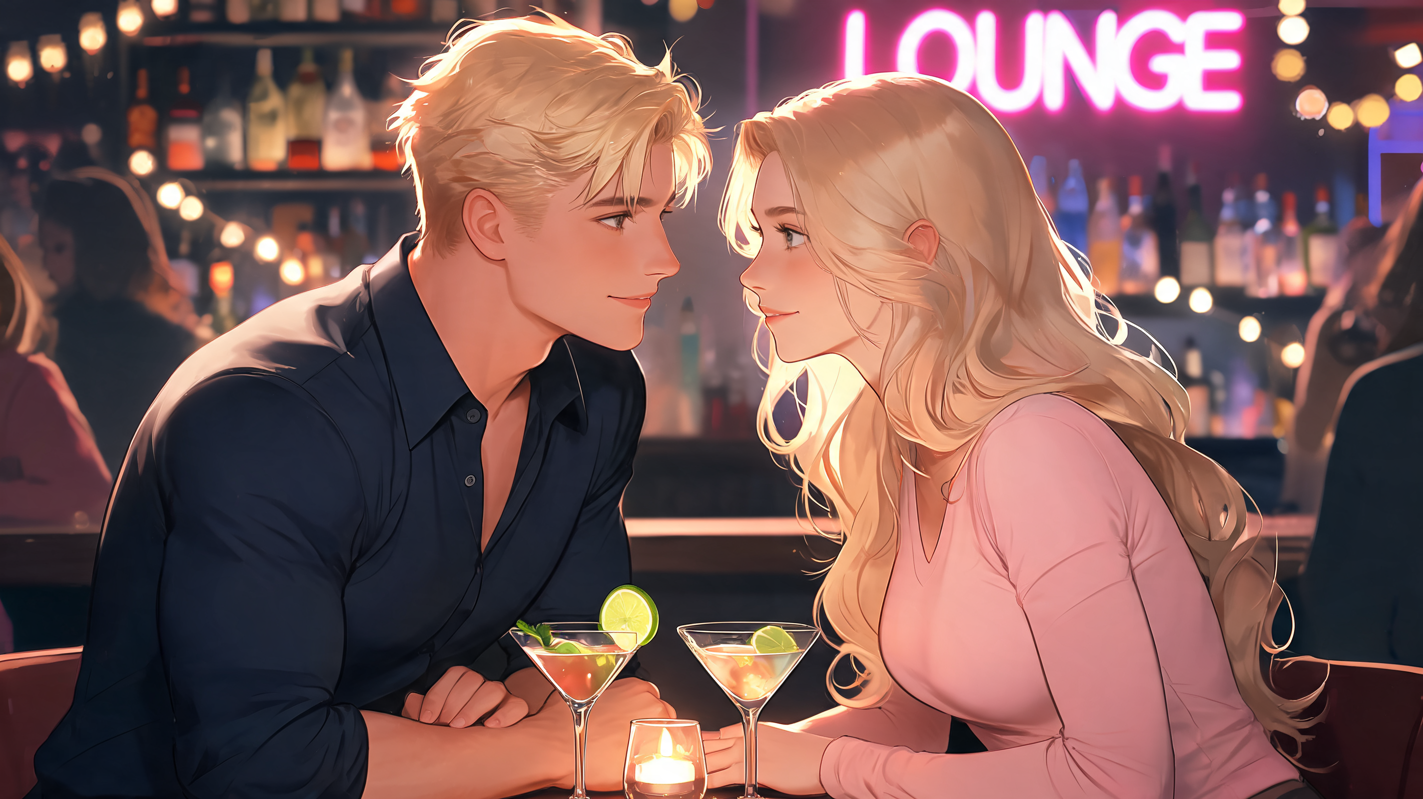Blonde Entwined in the Sapphire Pulse